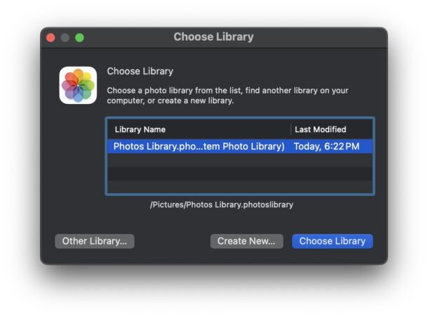 Create new photos library on the Mac