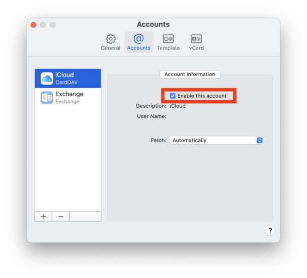Make sure Contacts app is enabled for iCloud on Mac