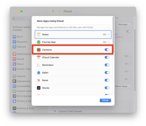 Make sure Contacts has iCloud access on Mac
