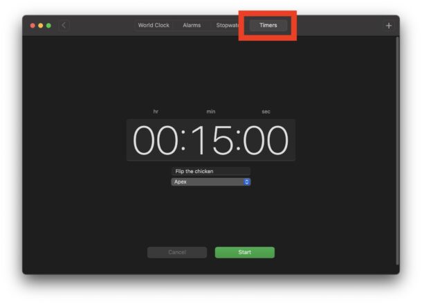 How to set a timer on the Mac