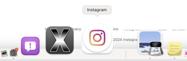 Instagram as an app in the Mac Dock