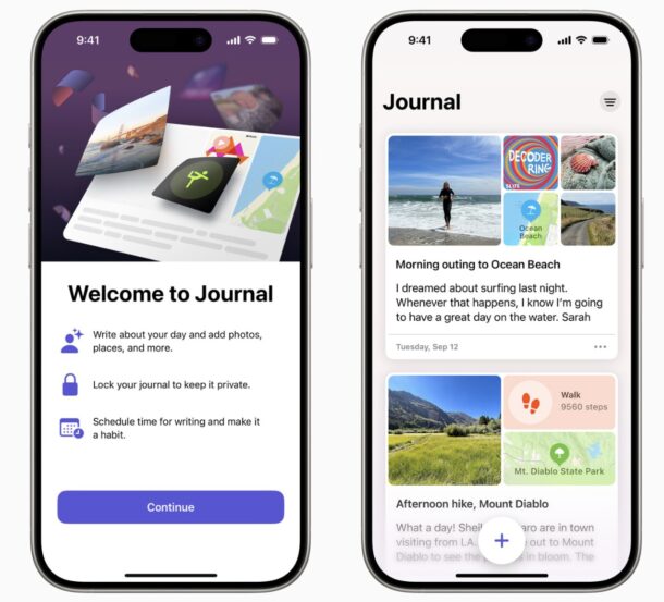 Journal app for iPhone