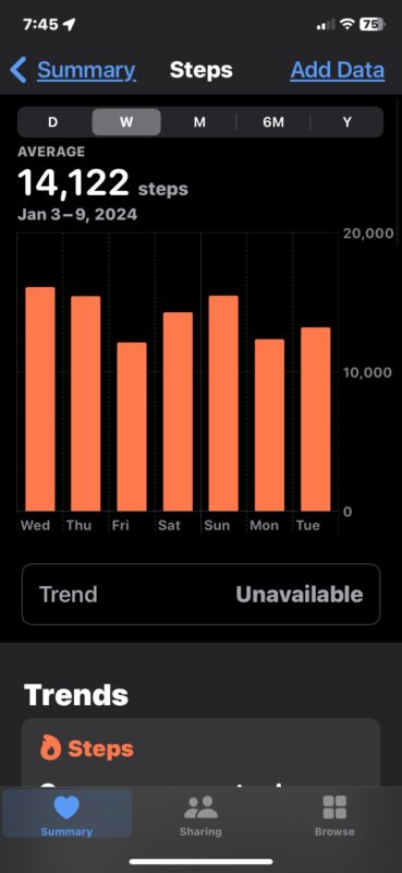 See real time step count data on iPhone in Health app