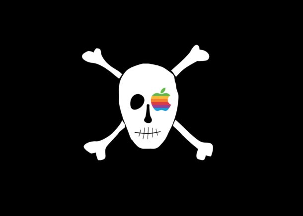 Apple Pirate Flag or Apple Jolly Roger recreated as a wallpaper