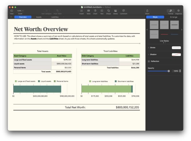 Calculate your net worth with a Numbers template on iPhone Mac and iPad