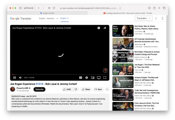 Watching blocked YouTube videos with Google Translate to unblock YouTube