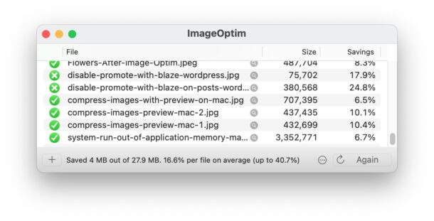 ImageOptim compresses images even further on a Mac