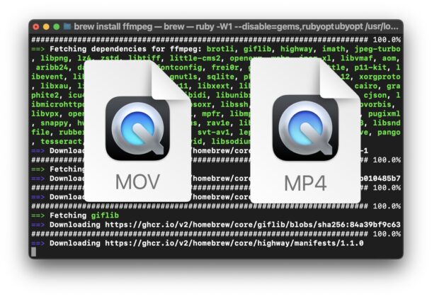 Convert MOV to MP4 with ffmpeg