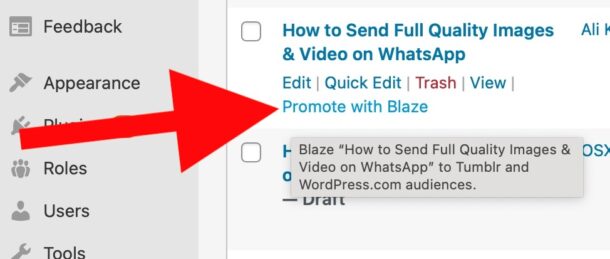 How to disable the "Promote with Blaze" options in WordPress 