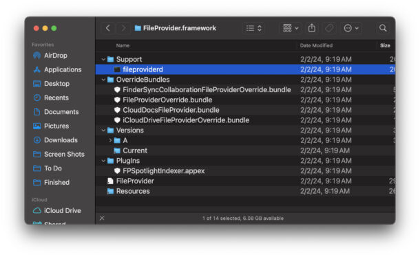 fileprovidered in the Finder