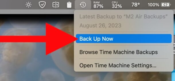 How to start a Time Machine backup on the Mac manually