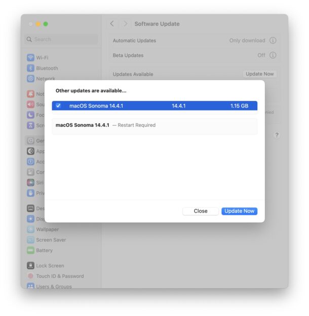 macOS Sonoma 14.4.1 update