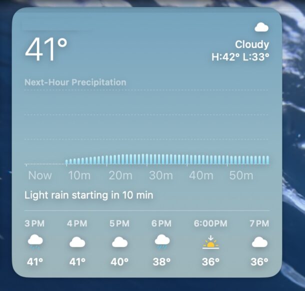 WeatherWidget on Mac shows the weather but can also rarely consume too much CPU