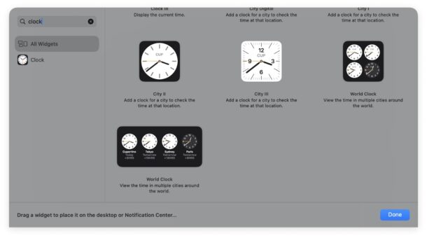 Add the World Clock Widget to the Mac desktop