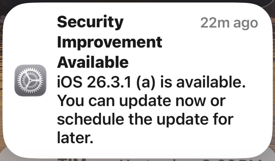 Security Improvement Update for macOS Tahoe 26.3.1(a) & iOS 26.3.1(a ...