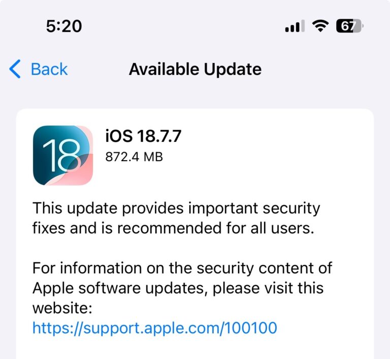 iOS 18.7.7 Update Released for iPhone & iPad Holdouts Not Running iOS ...