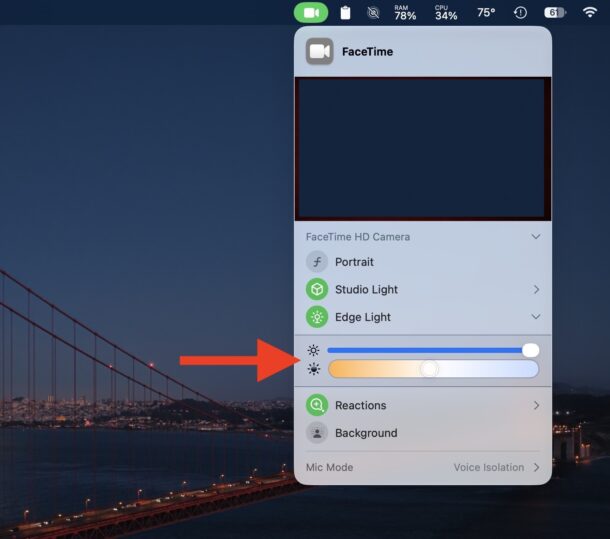 Customize Edge Light ring lighting effect on Mac FaceTime