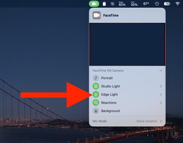 Enable Edge Light on Mac FaceTime