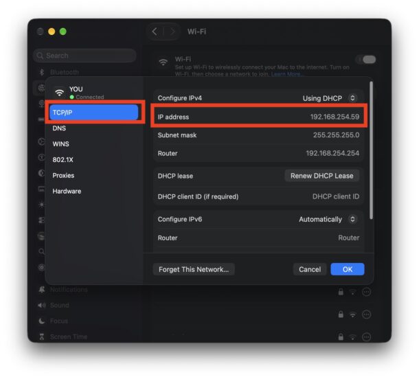 How to find your IP address on MacOS System Settings