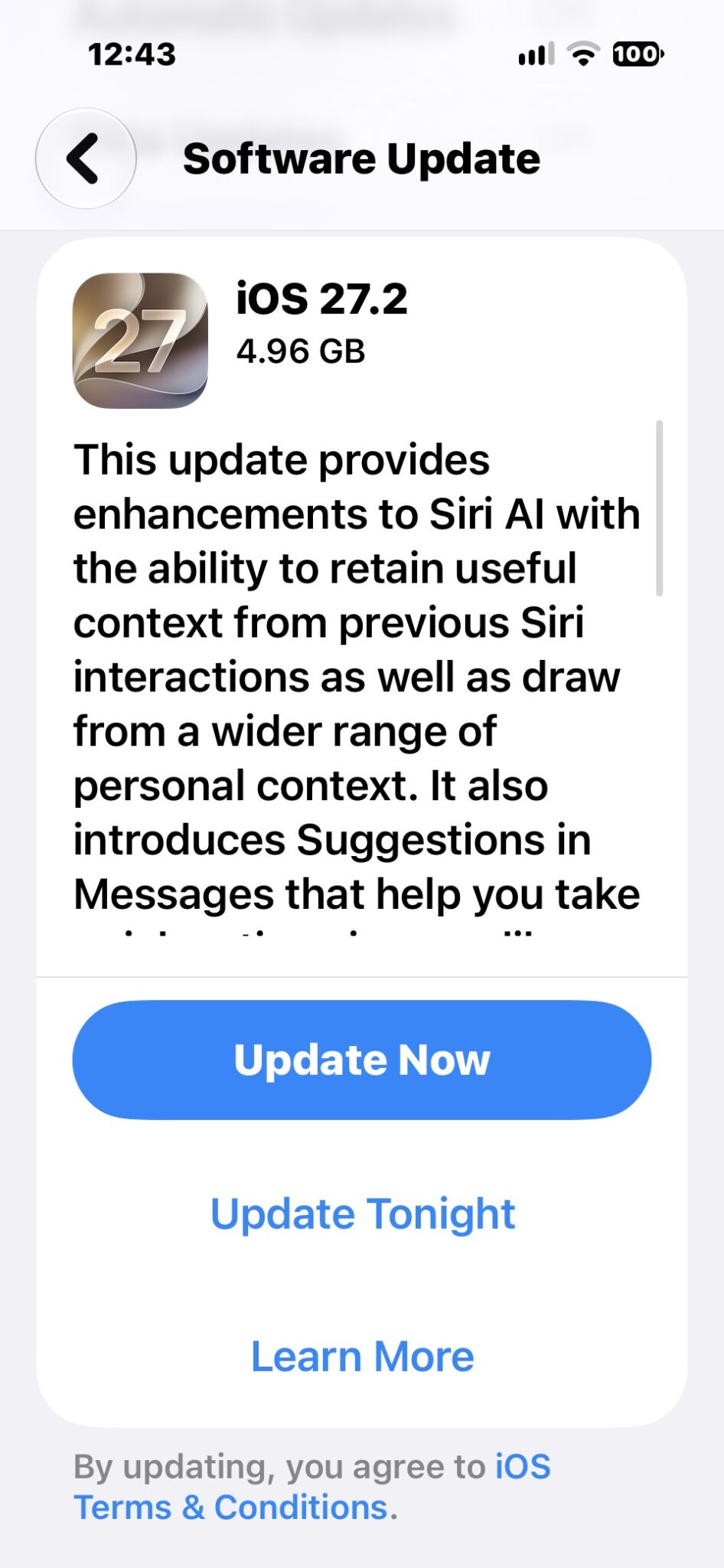 Ios Update 27 Screen iOS 27.2 Update for iPhone & iPad Released - OS X Daily