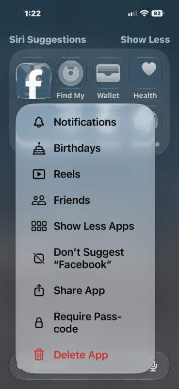 Remove an App from Siri Suggestions in Spotlight on iPhone or iPad