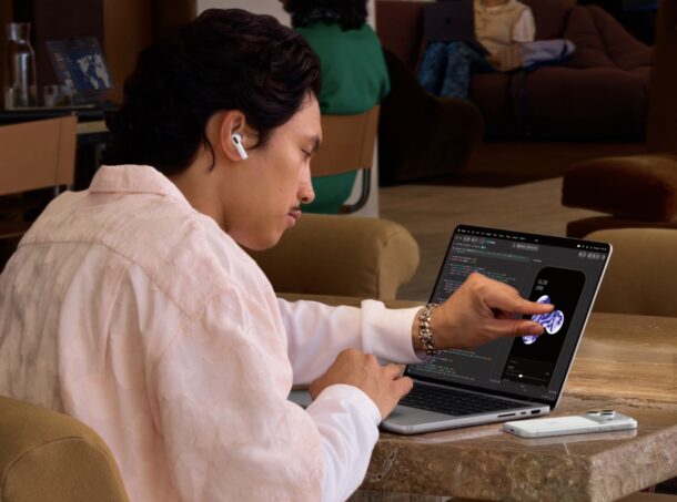 Touchscreen MacBook Pro in use