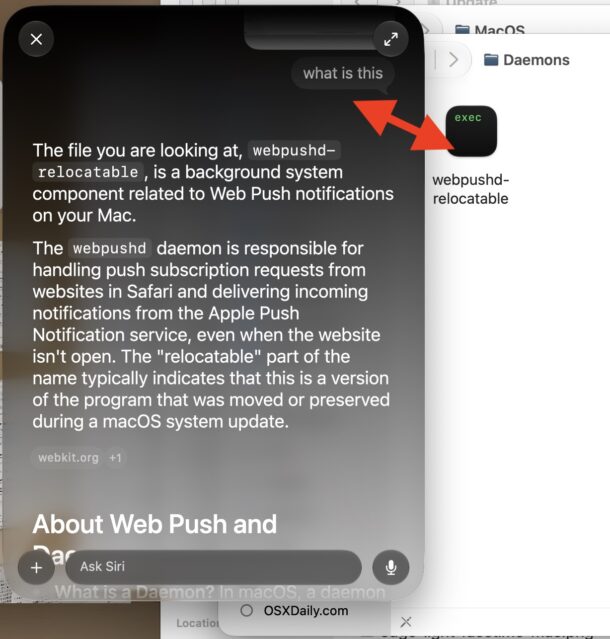 Use Visual Intelligence to learn about system files and other info on the Mac screen